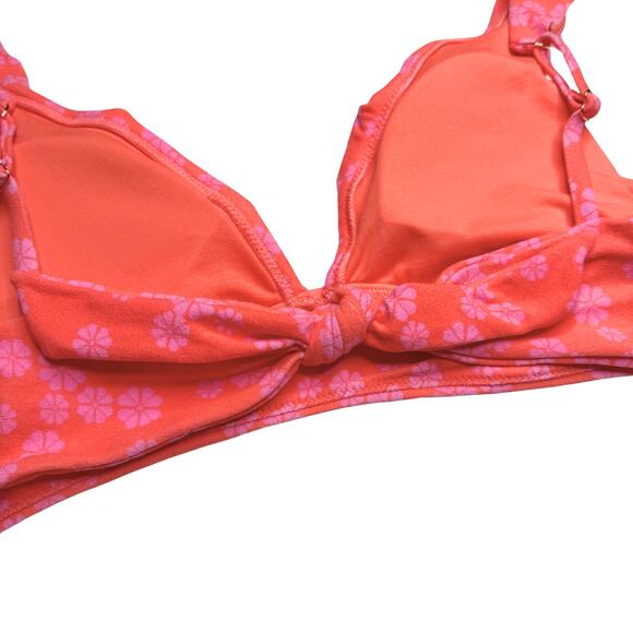 Raisins Floral Cannes Padded Ruffle V-Neck Bikini Top Size XL Juniors' Orange - Picture 8 of 10